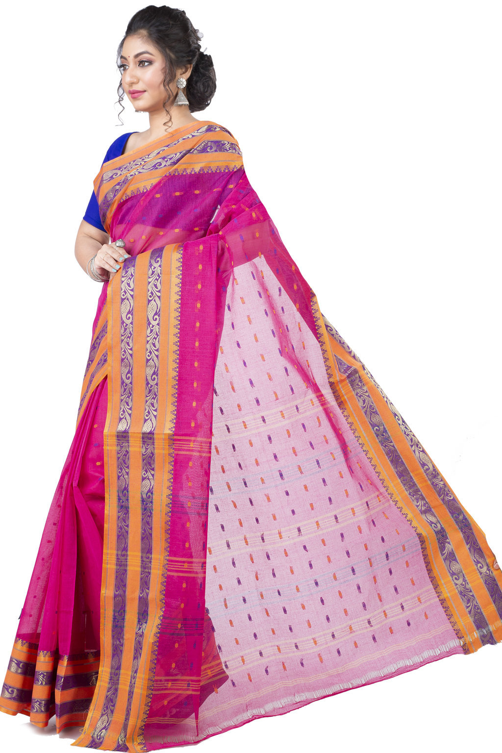 Beige Pure Cotton Alpona Tant Saree (194)